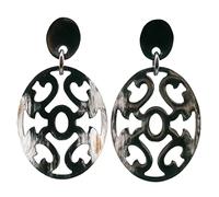 Feliss Boucles d'oreilles bohème pour femme - Bijoux africains - 100 % corne - Grandes boucles d'oreilles noires - Petit cadeau - Boucles d'oreilles hippie esthétiques, Corne