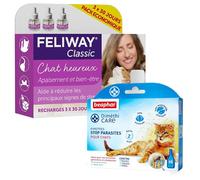 FELIWAY Classic - Pack de 3 recharges Anti Stress Calmant - 3 X 48 ml + BEAPHAR 6 Pipettes- Pour chat