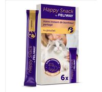 Happy Snack by FELIWAY - Friandises Délicieuses et Apaisantes pour Chats- Boite de 6 sticks Goût Poulet - Aide les Chats à se Sentir plus Calmes et Développe les Liens Affectifs