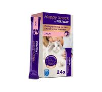 Happy Snack by FELIWAY - Boîte de 24 Sticks au goût Saumon. Relaxez Votre Chat Autour d'un Moment de complicité Présenté sous Forme de friandise onctueuse.
