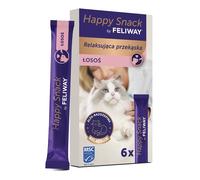 Happy Snack by FELIWAY - Boîte de 6 Sticks au goût Saumon. Relaxez Votre Chat Autour d'un Moment de complicité Présenté sous Forme de friandise onctueuse.