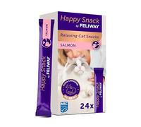 FELIWAY Happy Snack Snack Saveur Saumon - Pack économique de récompenses apaisantes et crémeuses pour chats (24 sachets). Aide les chats à se sentir plus calmes et à améliorer votre lien.