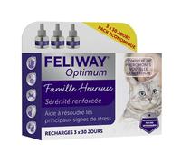 FELIWAY Optimum - Anti-Stress pour Chat - Complexe de phéromones apaisantes - Pack économique 3 recharges (3x30 Jours)