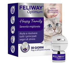 Feliway® Optimum - Kit anti-stress apaisant pour chats composé d’un diffuseur et d’une recharge de 48 ml de phéromones félines plus forts pour détendre et calmer les chats stressés