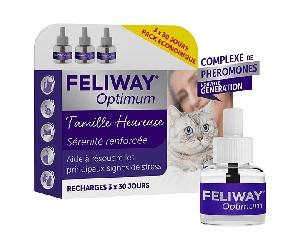 Feliway Optimum Pack éco 3 recharges Anti-stress chat nouvelle formule 3x30 jours