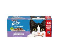 Felix Mix Sélection en gelée de Nourriture pour Chat, sachets de Repas pour Aliments humides avec Boeuf, Poulet, Saumon et Thon, 44 x 85 g (44 sachets de Repas ; 3,7 kg)