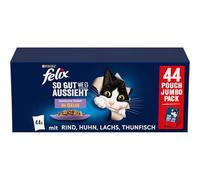 FELIX Aussi Bon qu'il en a l'air - Variété mélangée en gelée - Nourriture Humide pour Chat - 44 x 85 g