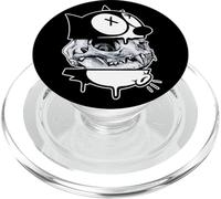 Felix Cat x Skull x Cat Skull x Cat Skull Blackwork PopSockets PopGrip pour MagSafe