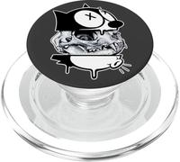 Felix Cat x Skull x Cat Skull x Cat Skull Blackwork PopSockets PopGrip pour MagSafe