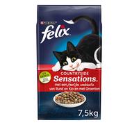 Felix Countryside Sensations Nourriture pour Chat, croquettes pour Chat avec Boeuf, Poulet et légumes - Sac de 7,5 kg