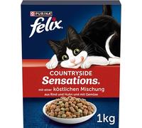 Felix Countryside Sensations Nourriture sèche pour Chat au bœuf et au Poulet, 1 Paquet (1 x 1 kg)