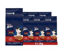 Felix Doppelt Délicieuse Nourriture sèche pour Chat avec bœuf et Poulet et Riche en Betterave Rouge, Lot de 6 (6 x 2 kg)