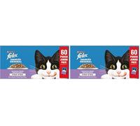 FELIX | Emincés | en Gelée | Chat Adulte | Recette 100% Complète et Equilibrée, Source d'Oméga 6 et de Vitamines| Sélection au Bœuf, Poulet, Canard, Saumon | Sachets Fraîcheurs | Boîte de 60 x 85g