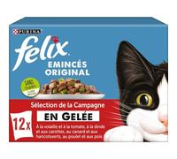FELIX Émincés en Gelée | Chat Adulte | Sélection de Poulet-Petits Pois, Dinde-Carottes, Volaille-Tomates, Canard-Haricots Verts| Lot de 12 x 85 g | Sachet fraicheur
