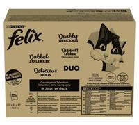 FELIX Fantastic DUO Mix Saveurs Campagnardes en gelée bœuf et volaille, dinde et foie, poulet et rognons, canard et agneau 120×85 g
