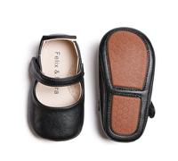 Felix & Flora Mocassins pour bébé, semelle souple, nœud papillon, chaussures de course pour bébé, chaussures de costume Mary Jane, 8525 Noir, 12-18 mois Large