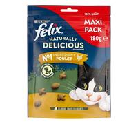 Felix - Friandises Saveur Poulet et Herbe à Chat, Texture Savoureuse pour Chats Adultes (Sachet 180g) - Lot de 3 - Vendu par Lot