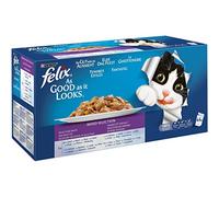 Felix Ghiott - Nourriture pour Chat en Multi-Pack - Sélection Mixte bœuf/Poulet/Saumon/Thon - 44 portions de 100 g