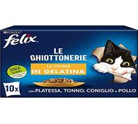 Felix Le Ghiottonerie - Nourriture Humide Chat Adulte, Bocconcini en Gelée avec Platesse, Thon, Lapin et Poulet. 60 enveloppes de 85 g