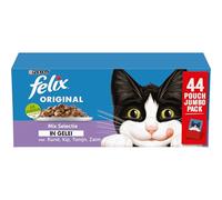 Felix Mix Sélection en gelée de Nourriture pour Chat, sachets de Repas pour Aliments humides avec Boeuf, Poulet, Saumon et Thon, 44 x 85 g (44 sachets de Repas ; 3,7 kg)