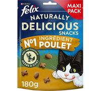 FELIX Naturally Delicious Snacks | Adulte| Friandises pour Chat |Poulet avec une touche d'Herbe| 180 g