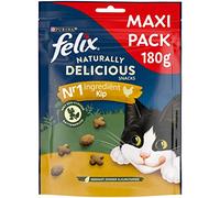 Felix Naturally Delicious Riche en Poulet avec Une Touche d'herbe à Chat - 180g - Friandises pour Chats Adultes - Lot de 6