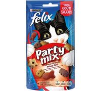 Felix | Party Mix | Friandises pour Chat Adulte | Riches en protéines, vitamines, acides Gras et oméga 6 | Saveur Grillade au goût irrésistible : Au Poulet, Au Bœuf, au Saumon | Sac | Lot de 8 x 60g