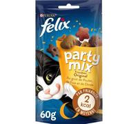 FELIX Party Mix Grillade | Adulte | Friandises Pour Chat |Poulet, Foie, Dinde| Lot de 8 x 60 g