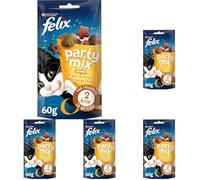Felix Party Mix Original Friandises Poulet/Foie/Dinde pour Chat 60 g (Lot de 5)