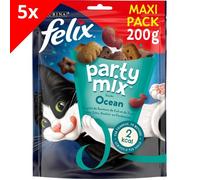 FELIX Party Mix Saveur de L'Océan : Saumon, Colin, Truite - 5x200g - Friandises pour chat