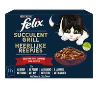 Felix - Pâtée Gourmande en Sauce pour Chat Adulte, Saveurs Viandes Grillées Variées (12x80g) - Le Lot De 3