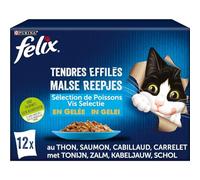 Felix - Pâtée Savoureuse en Gelée, Filets Tendres au Thon, Cabillaud & Saumon (12x85g) - Lot de 3 - Vendu par Lot
