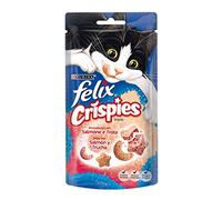 Felix Purina Crispies, Snack, Récompense pour Chat au Saumon et à la Truite, 8 sachets de 45 g
