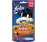 Felix Purina Play Tubes Snacks au goût de Poulet et Foie Lot de 8 x 50 g