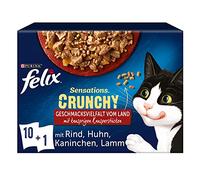 Felix Sensations Crunchy Nourriture Humide pour Chat en gelée, mélange de variétés, Lot de 6 (6 x 10 sachets de 85 g)