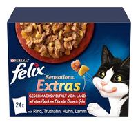 FELIX Sensations Extras Nourriture Humide pour Chat en gelée, mélange de variétés, Lot de 4 (4 x 24 sachets de 85 g)