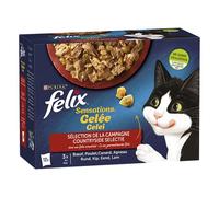 FELIX Sensations Gelée | Chat Adulte | Sélection de Bœuf, Poulet, Canard, Agneau| Lot de 6 | 12 x 85 g | Sachet fraicheur