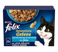 Felix Sensations Gelée Nourriture Humide pour Chat en gelée, mélange de variétés de Poisson, Lot de 6 (6 x 12 sachets de 85 g)