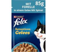FELIX Sensations Gelées Nourriture pour Chat Humide, avec Truite et épinards en gelée, Lot de 26 (26 x 85 g)