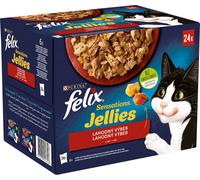 FELIX Sensations Gelées poche 24x85g bœuf aux tomates, poulet aux carottes, canard, agneau en délicieuse gelée, 17626