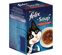 FELIX Soup Aliments Humides pour Chats Adultes Sélections Délicieuses avec Boeuf, Poulet et Agneau 6 enveloppes de 48 g