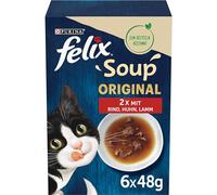 FELIX Soup pour Chat avec Morceaux délicats, variété de Saveurs paysagères, Lot de 8 (8 x 6 sachets de 48 g)