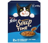 Felix Soup Original pour chat adulte au poisson (cabillaud, thon, carrelet) - Lot 8x (6x48g)