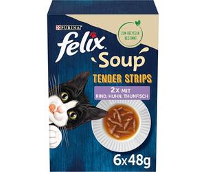Felix Soup Tender Strips, Soupe pour Chat, variété Mixte, Lot de 8 (8 x 6 x 48 g)