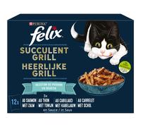 FELIX En Sauce | Chat Adulte | Sélection de Saumon, Thon, Cabillaud, Carrelet| Lot de 6 | 12 x 80 g | Sachet fraicheur