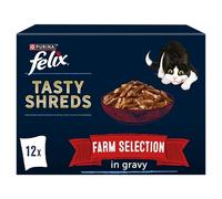 FELIX Tasty Shreds Farm Selection in Gravy Nourriture humide pour chat 12 x 80 g