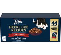 FELIX TASTY SHREDS SÉLECTION FERMIÈRE BŒUF/POULET/ CANARD/DINDE 44 x 80 g