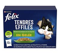 Felix Tendres Effilés Aliment Chat Sélection de la Campagne avec Légumes en Gelée 12x85g - Lot de 6
