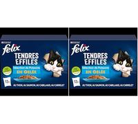 FELIX | Tendres Effilés | Chat Adulte | en Gelée | Alimentation complète | Sélection de Poisson : au Thon, Cabillaud, Saumon et Carrelet | Sachets Fraîcheurs | Lot de 12 x (12 x 85g)