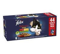 FELIX Tendres Effilés Délicieux Duos en Gelée - Sélection de la Campagne aux Légumes - 44x85 g - Sachets fraîcheur pour chat adulte